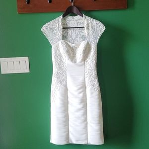 Sue Wong White Lace Dress, Embellished Beadwork